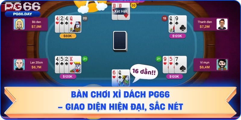 Hình ảnh bàn chơi Xì Dách PG66 – Giao diện hiện đại, sắc nét